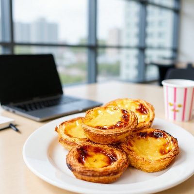 Onze heures du matin, l'heure où le bureau change d'humeur. Pastéis aux châtaignes, c'est la saison.